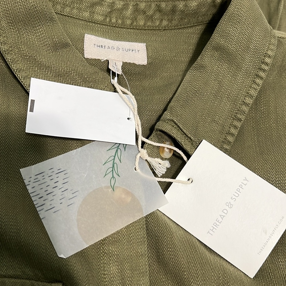 NWT Thread & Supply Long Sleeve Bobbi Dress Olive Green Large - Picture 16 of 17